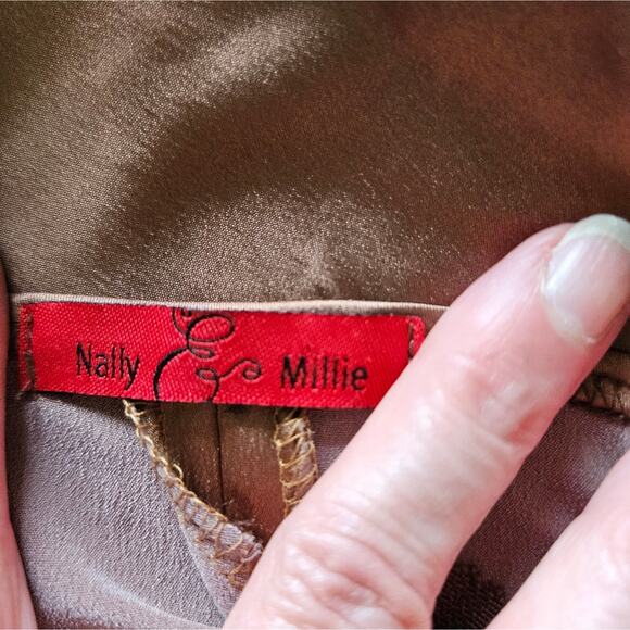 Nally and Millie Bronze Surplice Neck Ruched Side Cropped Halter Top Y2K Medium - Picture 11 of 13